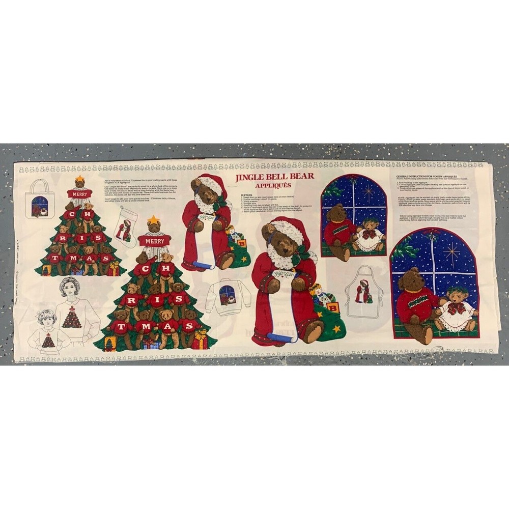 Vintage VIP Cranston Print works No Sew Appliqué Christmas Jingle Bears Lot of 6